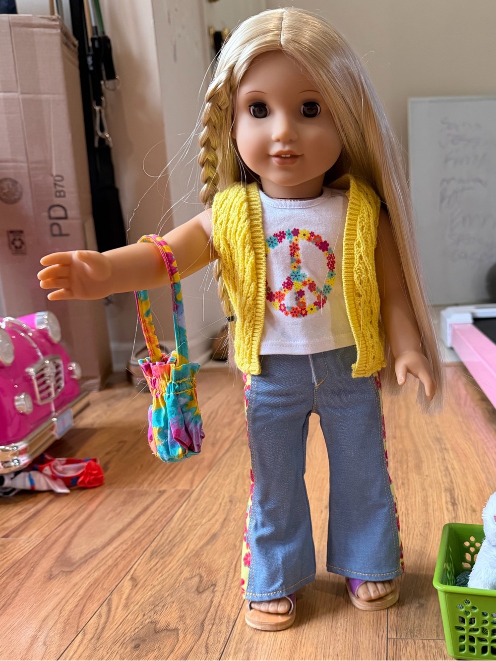 American Girl Julie Doll Outfit Set - Yellow Vest with Peace T-Shirt